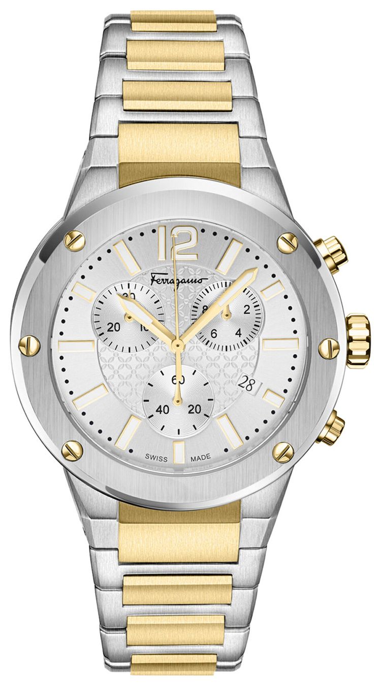 Ferragamo F 80 Chrono Bracelet Watch Two Tone