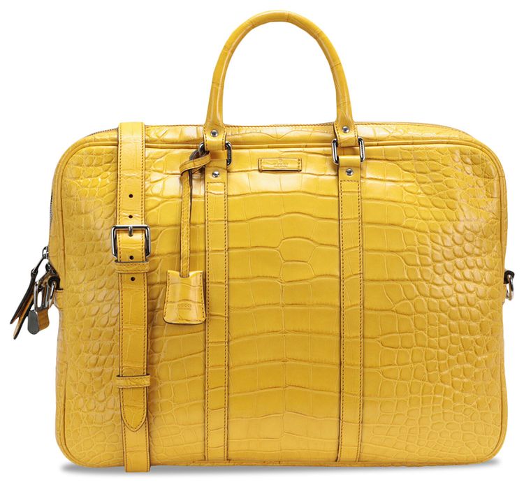 Gucci Alligator Leather Briefcase Dark Harvest