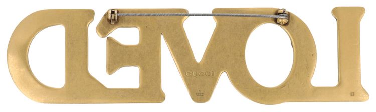 Gucci Crystal Embellished LOVE Brooch Multicolor