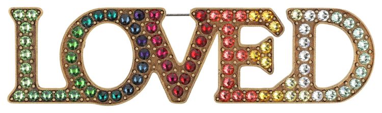 Gucci Crystal Embellished LOVE Brooch Multicolor