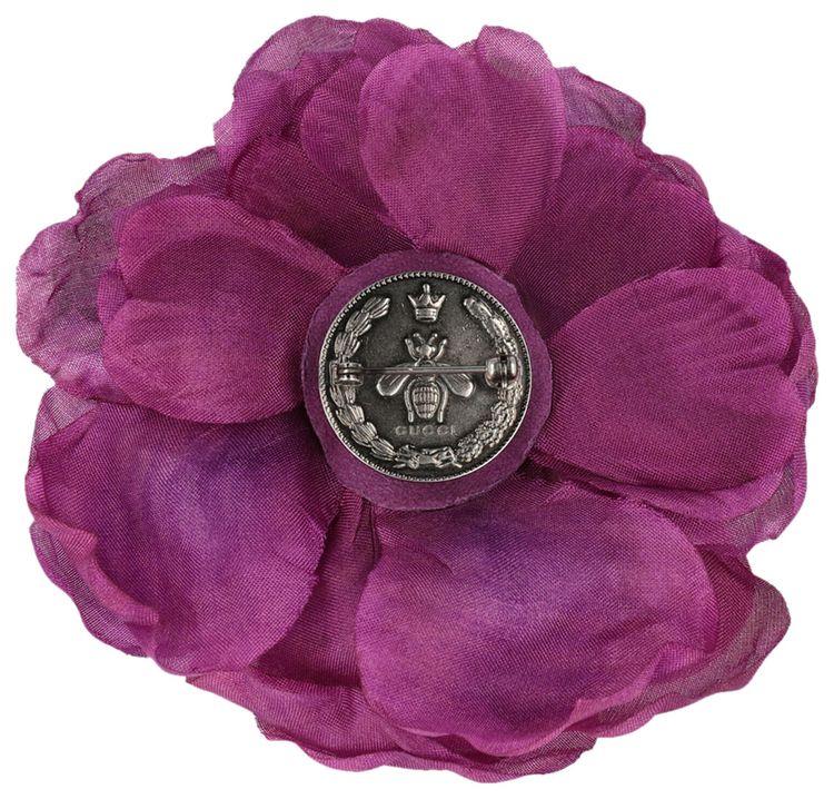 Gucci Silk Flower Brooch Purple