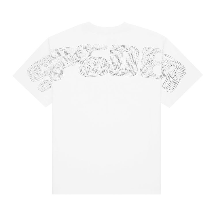 Sp5der Rhinestone Silk Tee White