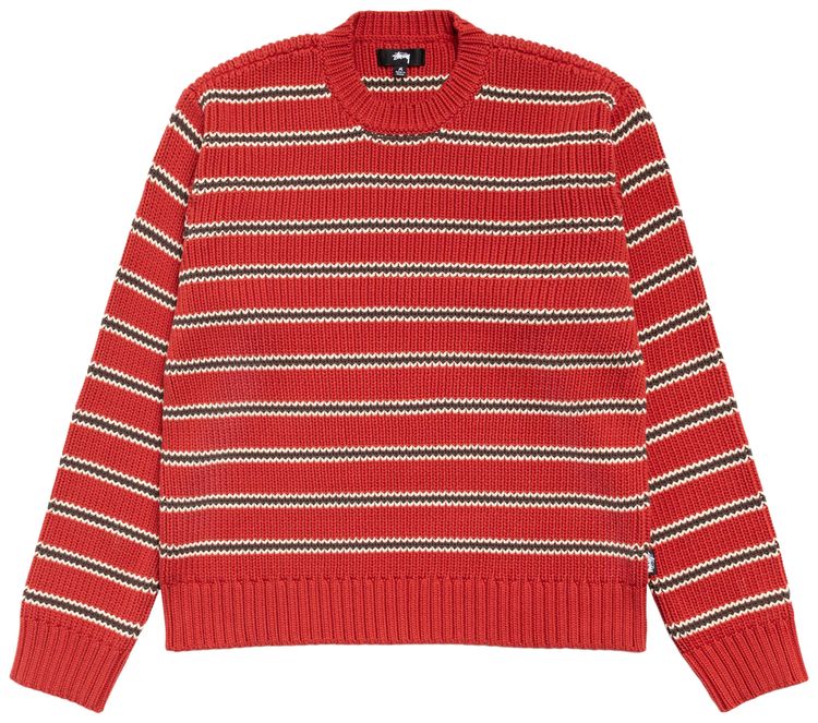 Stussy Stripe Knit Crew Brick