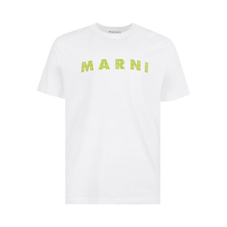 Marni Checks Logo On Jersey T Shirt Lily White