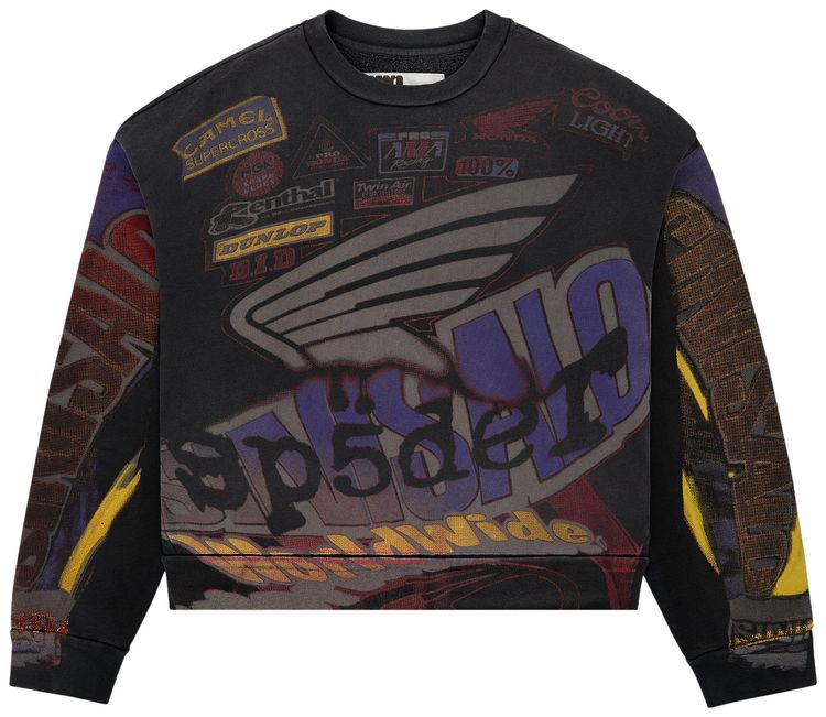 Sp5der Trompe LIl Crewneck Black