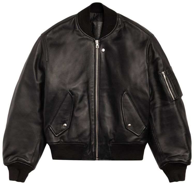 Stussy Leather Built Bomber Black