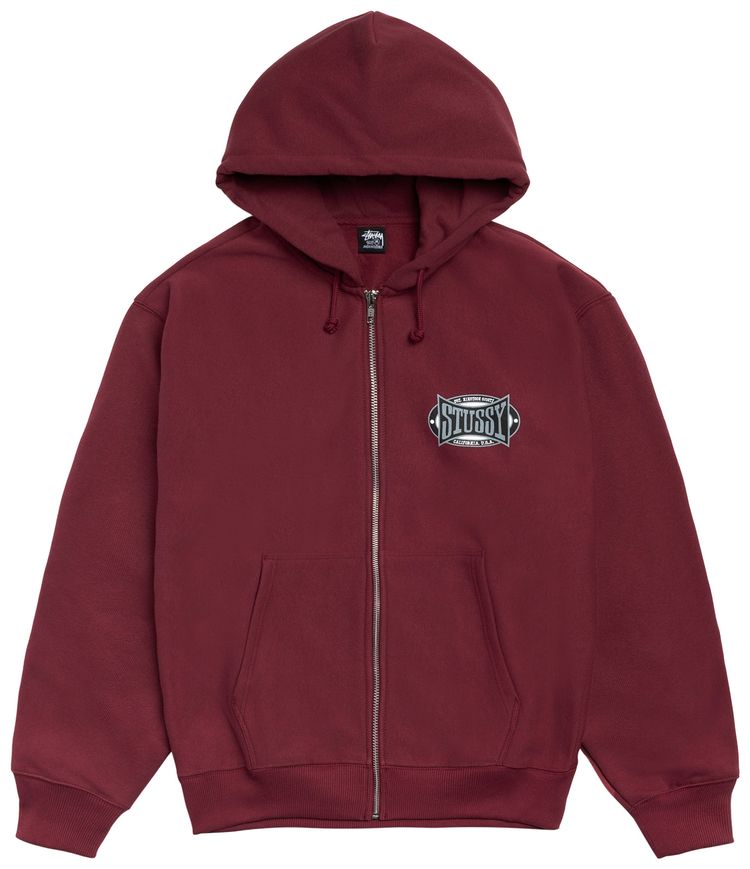 Stussy Champion Oval Zip Hoodie Wine