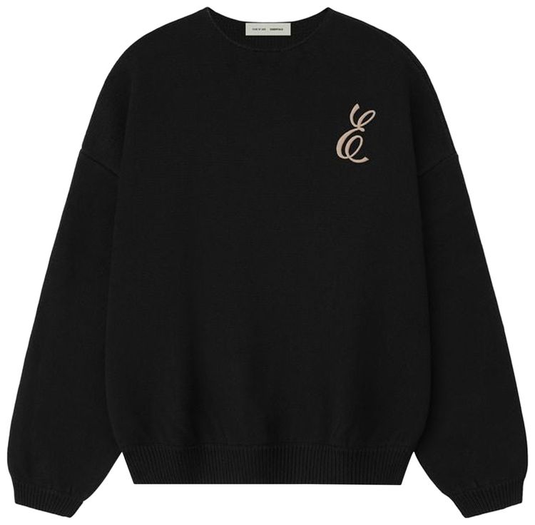 Fear of God Essentials Waffle Crewneck Sweater Vintage Black