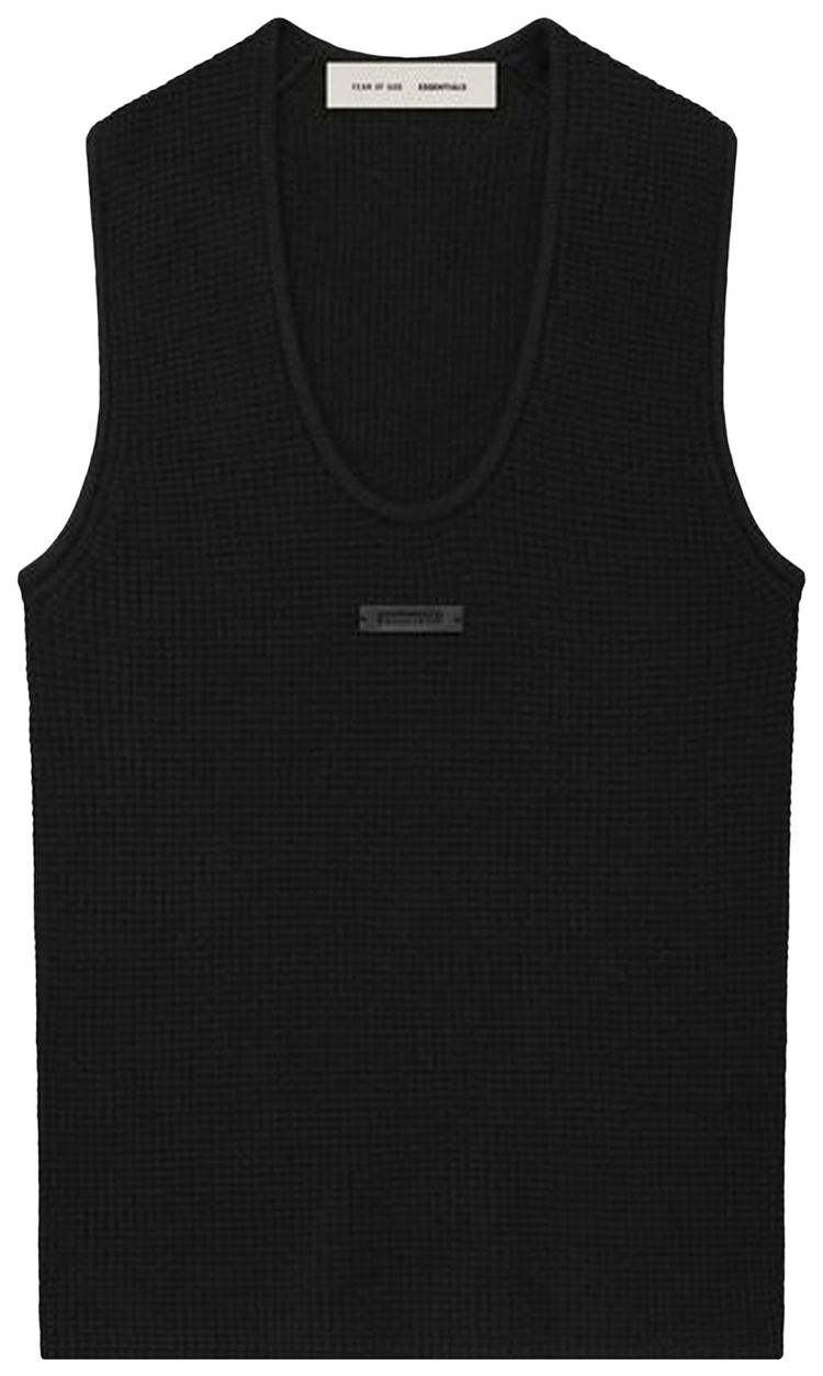Fear of God Essentials Waffle Tank Vintage Black