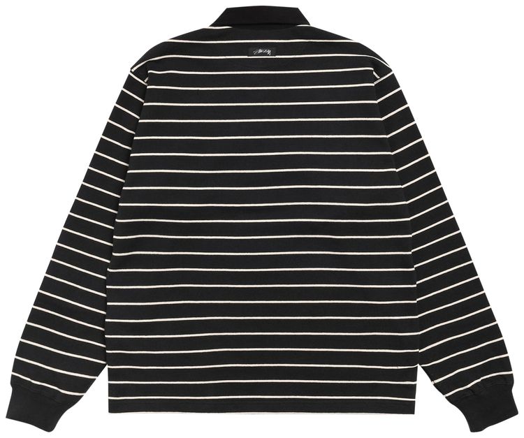 Stussy Striped Rugby Shirt Black