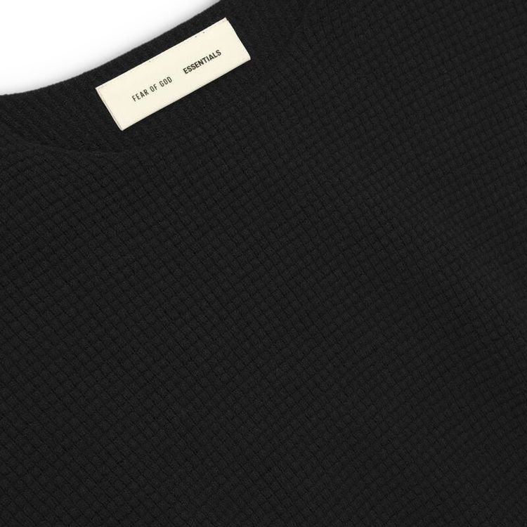 Fear of God Essentials Waffle Crewneck 90s Sweater Vintage Black