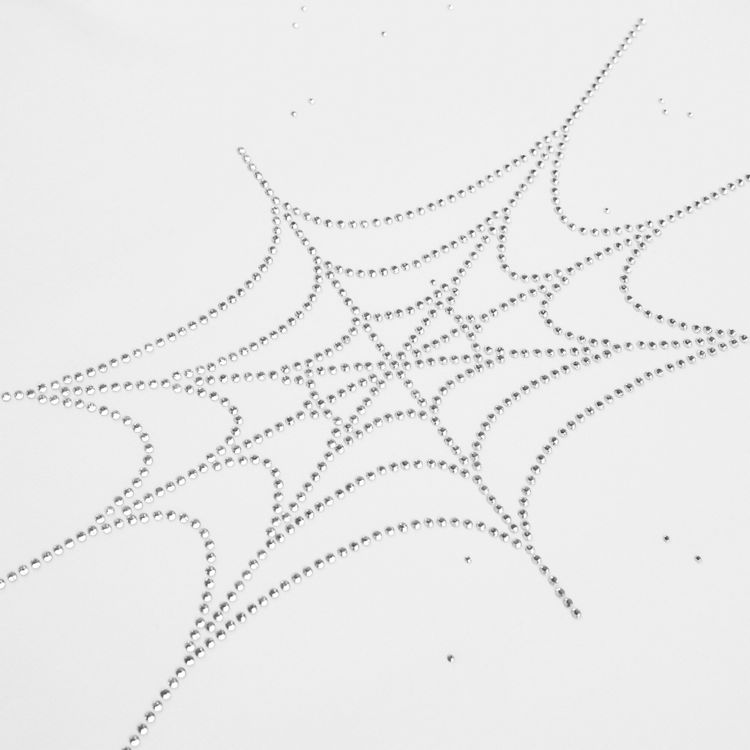 Sp5der Rhinestone Silk Tee White