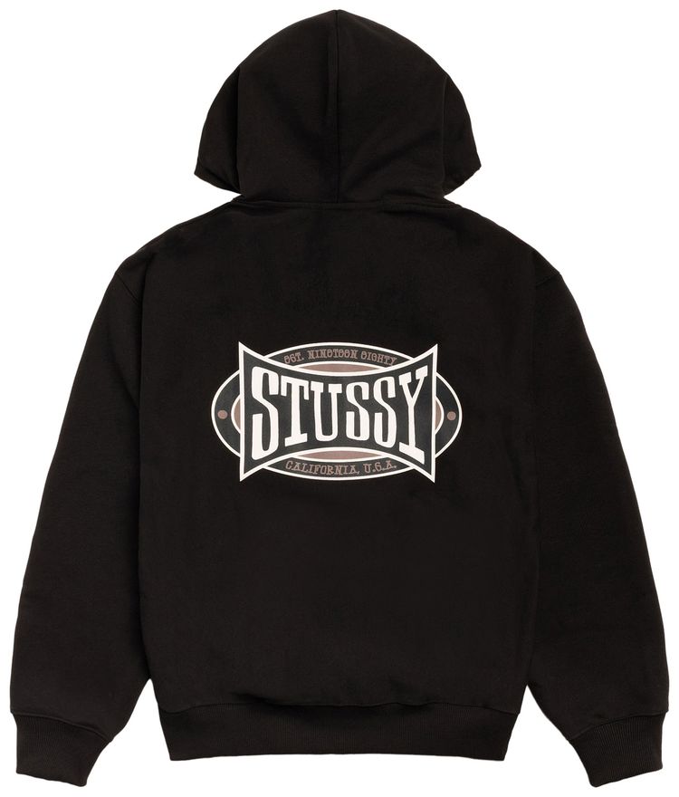 Stussy Champion Oval Zip Hoodie Black