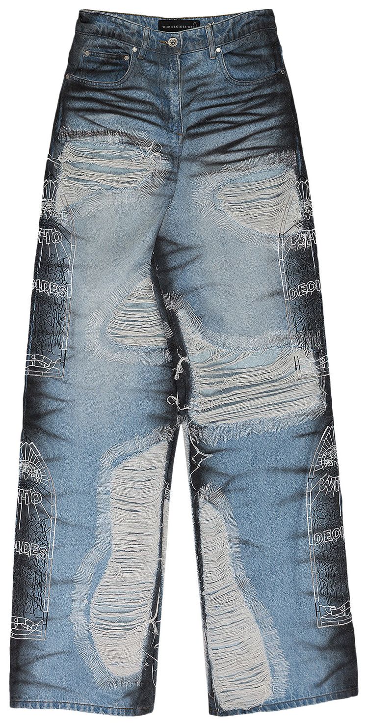 Who Decides War Noir Stripe Wide Leg Jeans Blue