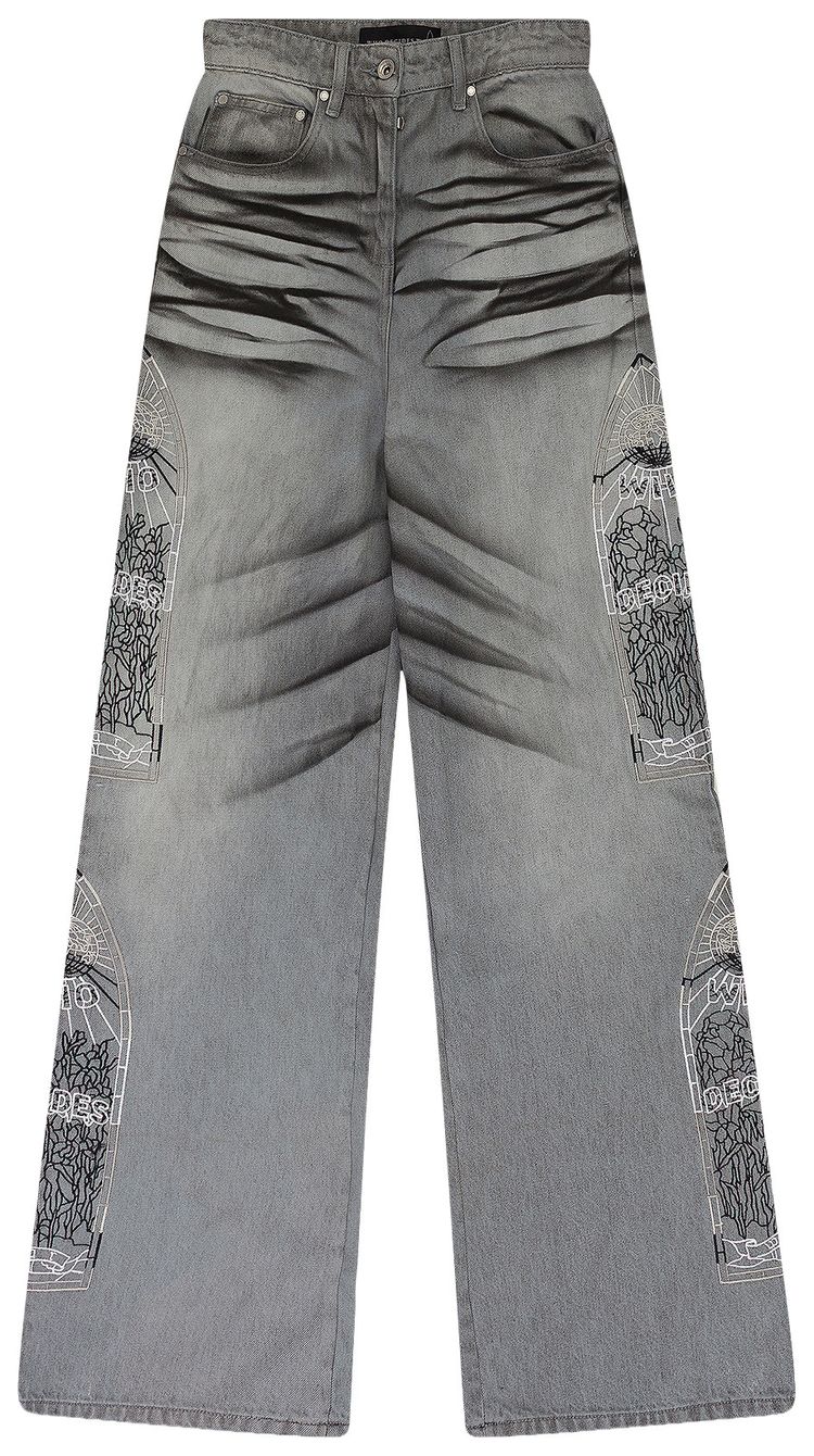 Who Decides War Noir Stripe Wide Leg Jeans Grey