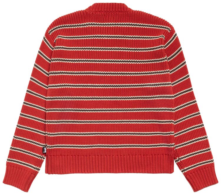 Stussy Stripe Knit Crew Brick