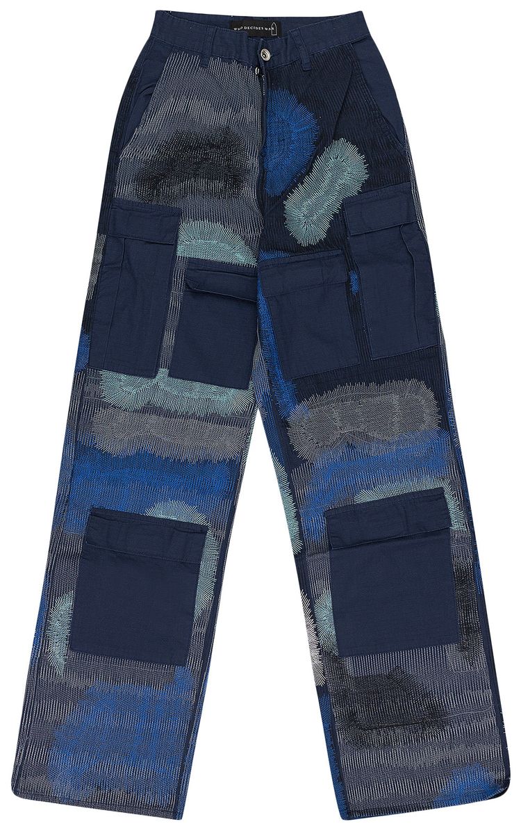 Who Decides War Camouflage Embroidery Pants Indigo
