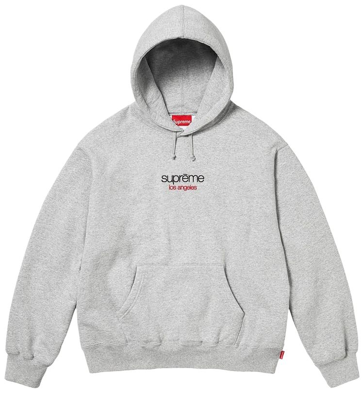Supreme Classic Logo Los Angeles Hooded Sweatshirt Heather Grey
