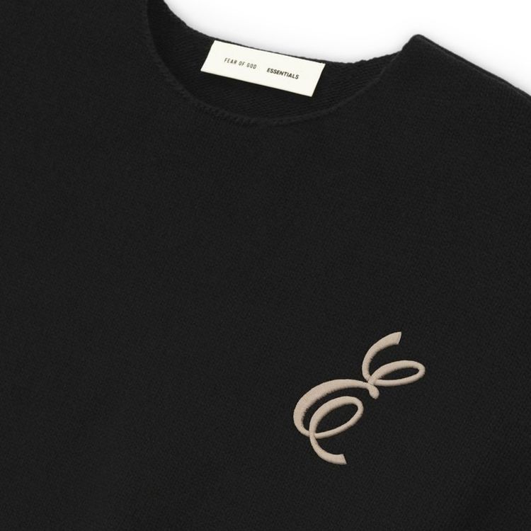 Fear of God Essentials Waffle Crewneck Sweater Vintage Black