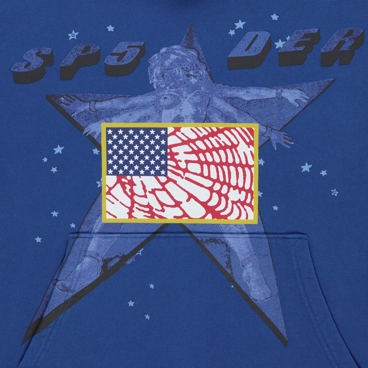 Sp5der Star Girl Hoodie Blue