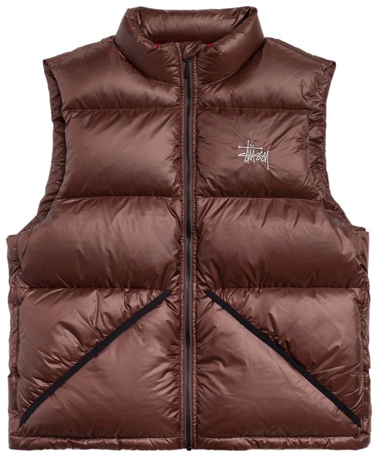 Stussy Micro Ripstop Down Vest Brown