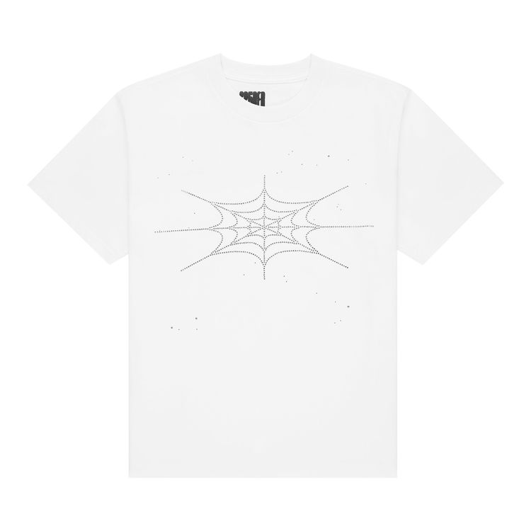 Sp5der Rhinestone Silk Tee White