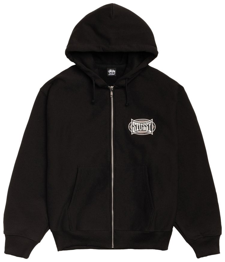 Stussy Champion Oval Zip Hoodie Black