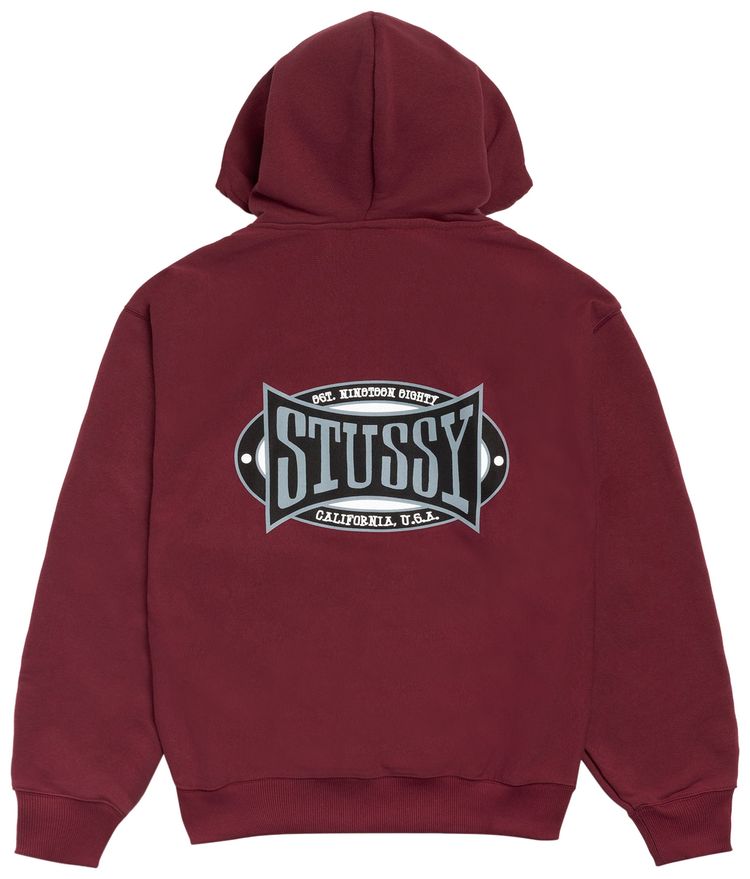 Stussy Champion Oval Zip Hoodie Wine