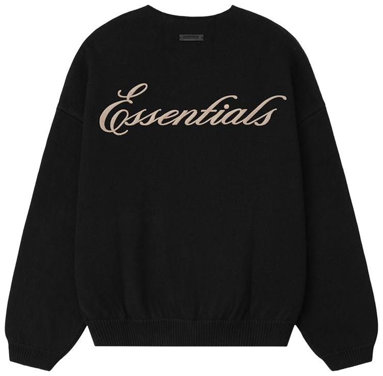 Fear of God Essentials Waffle Crewneck Sweater Vintage Black