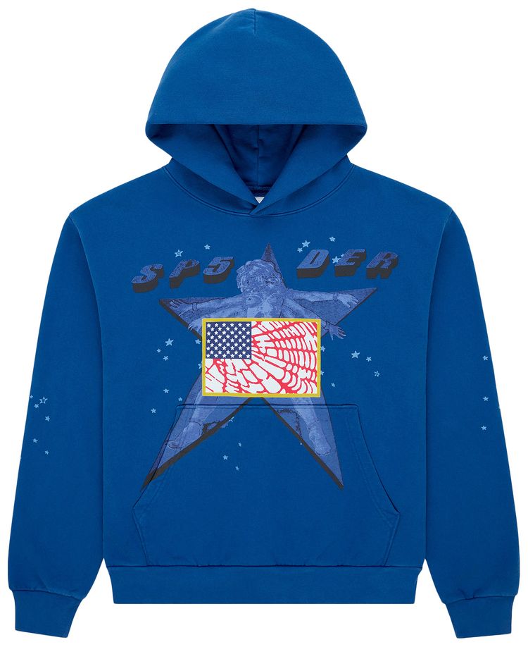 Sp5der Star Girl Hoodie Blue