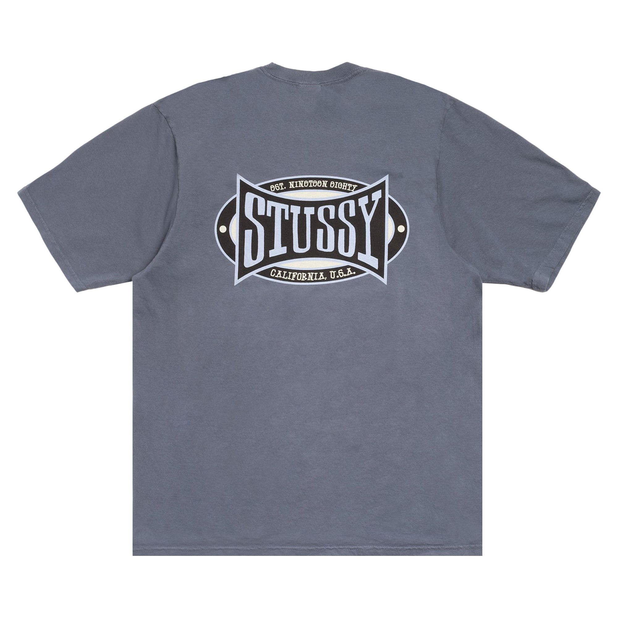 Buy Stussy Champion Oval Tee Pigment Dyed 'Navy' - 1905144 NAVY | GOAT