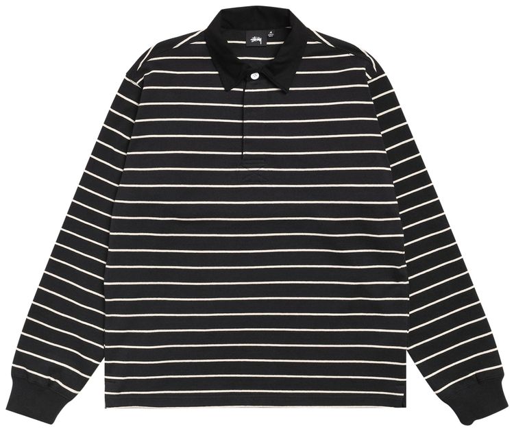 Stussy Striped Rugby Shirt Black
