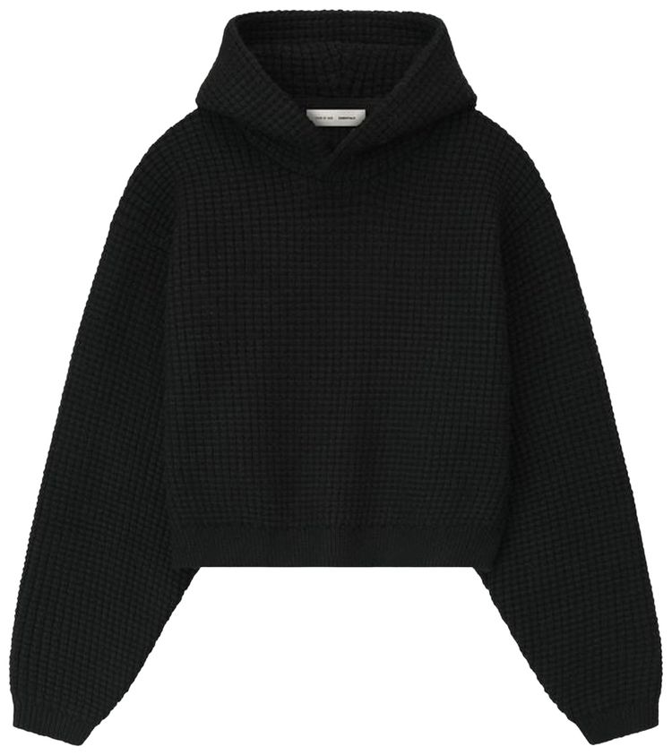 Fear of God Essentials Heavy Waffle 90s Hoodie Vintage Black