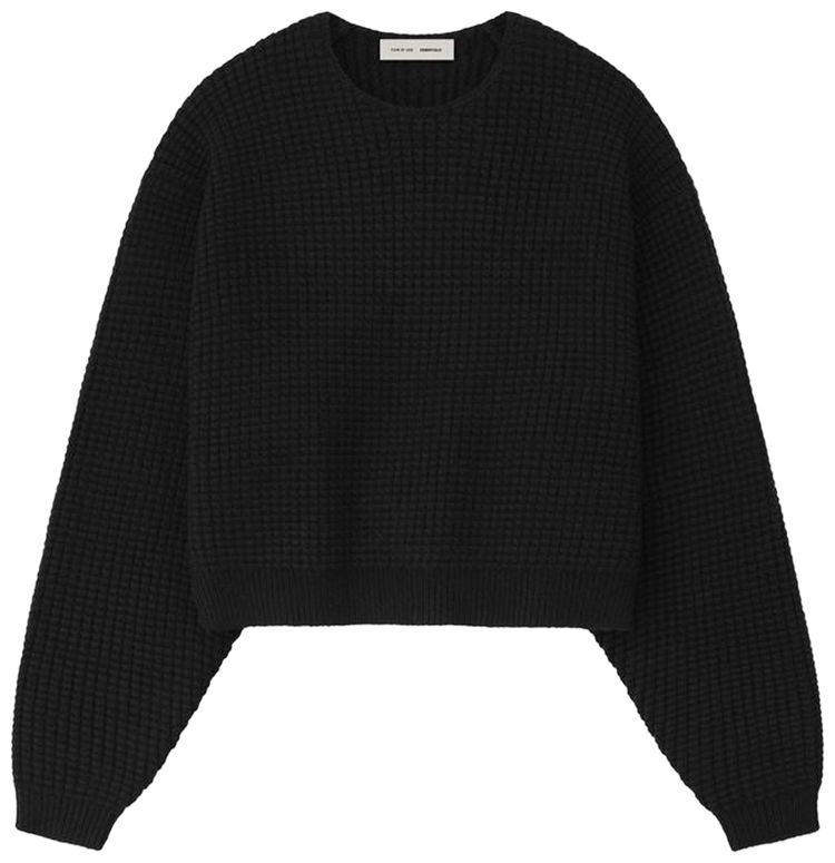 Fear of God Essentials Heavy Waffle Crewneck 90s Sweater Vintage Black