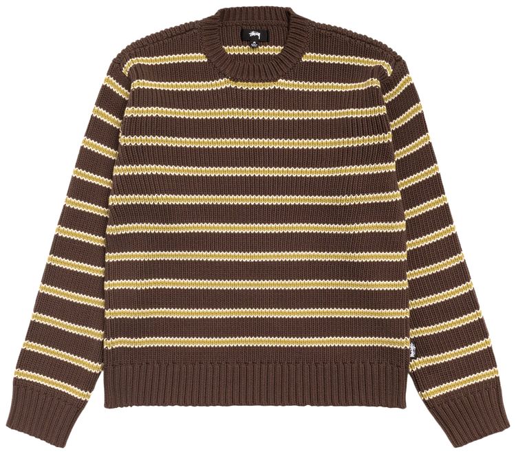 Stussy Stripe Knit Crew Forest