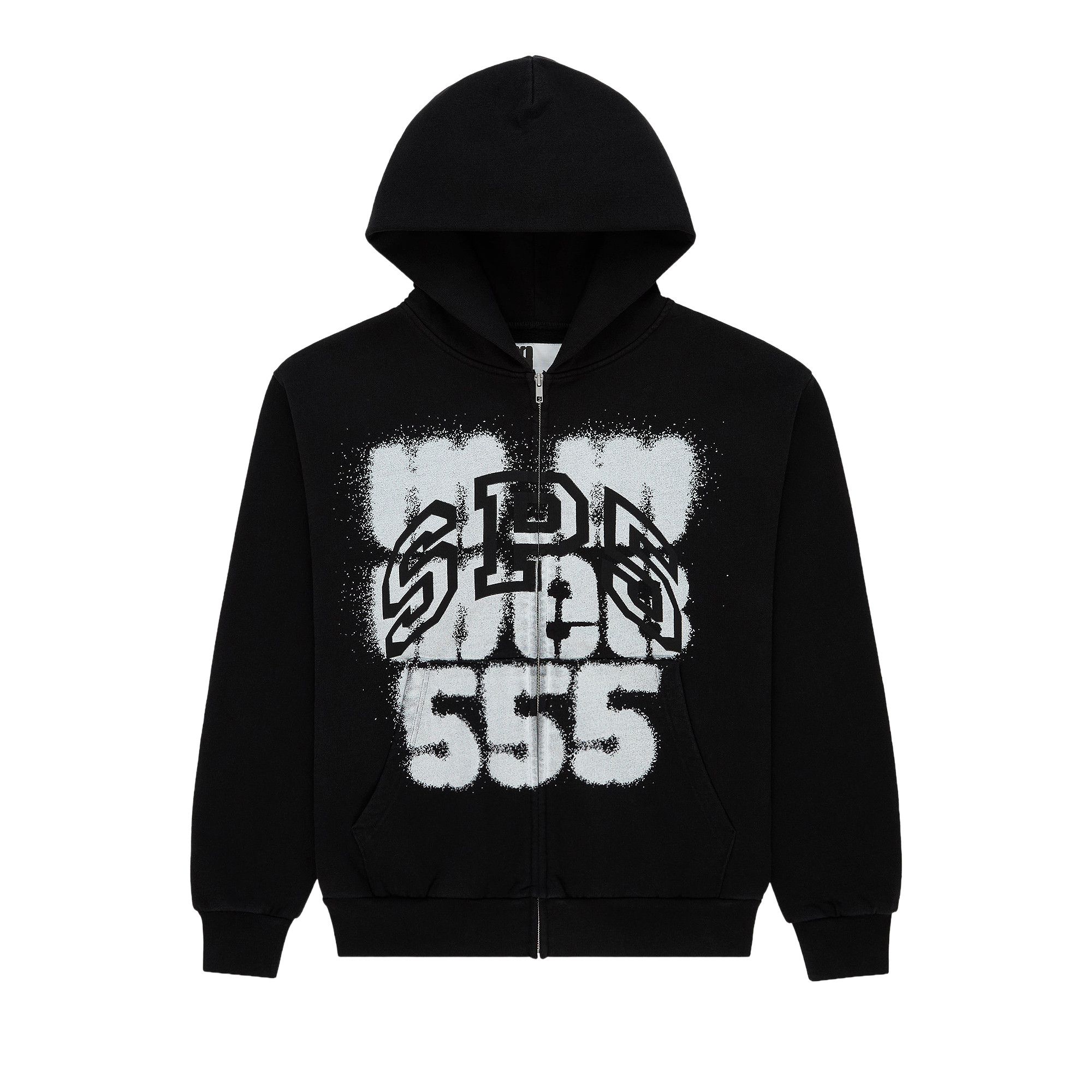Buy Sp5der Sp555 Zip Hoodie 'Black' - ST015FW25BLK | GOAT