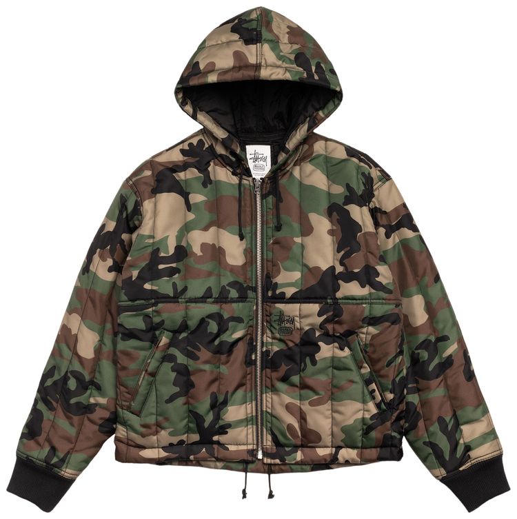Stussy Quilted Nylon Work Jacket Woodland Camo