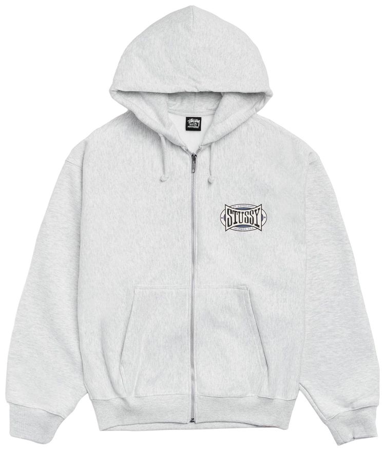 Stussy Champion Oval Zip Hoodie Ash Heather