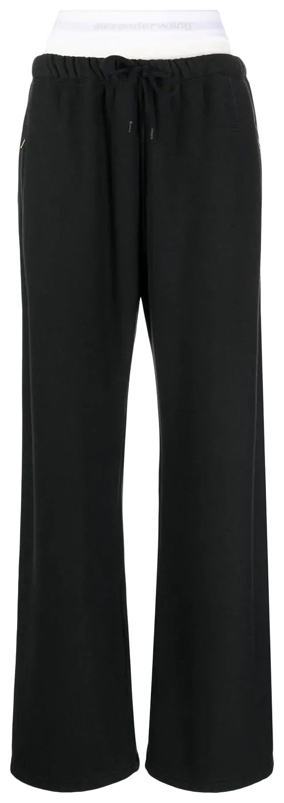 Alexander Wang Logo Elastic Exposed Brief Wide Leg Sweatpant Faded Black