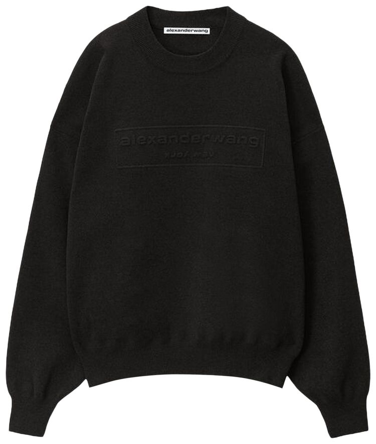 Alexander Wang Embossed Logo Ribbed Pullover Black