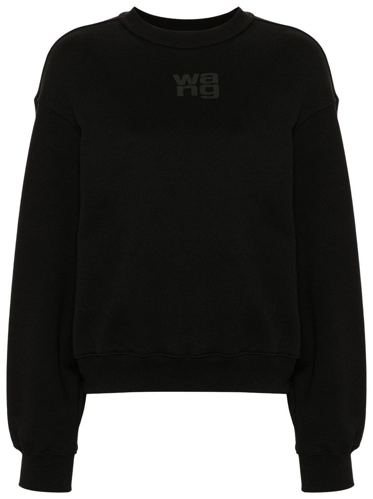Alexander Wang Puff Paint Logo Essential Terry Crew Sweatshirt Black