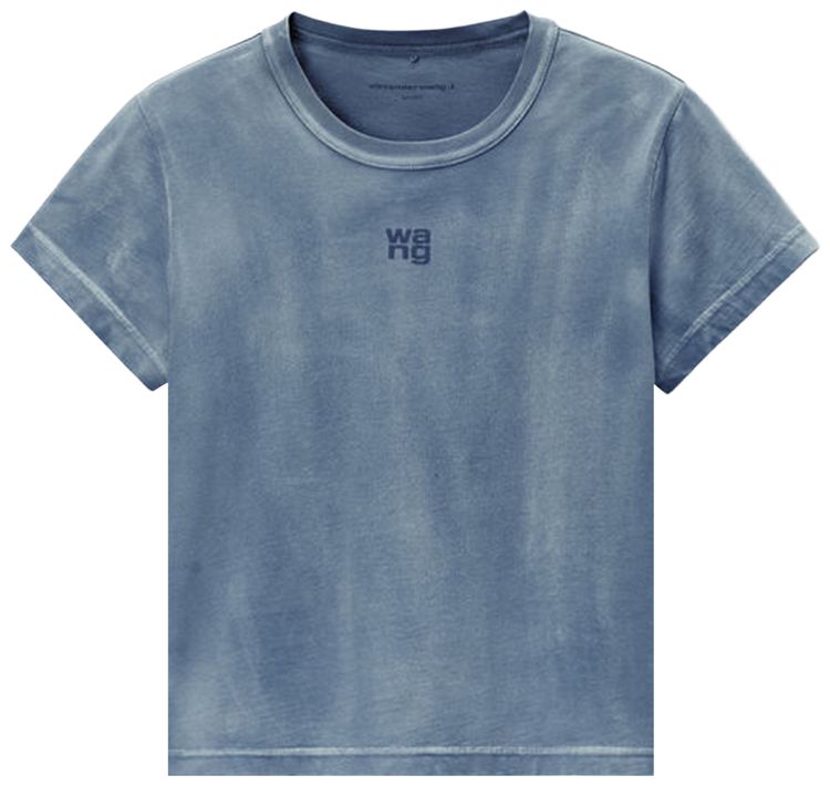 Alexander Wang Essential Jersey Puff Logo Shrunk Tee Washed Blue Ink