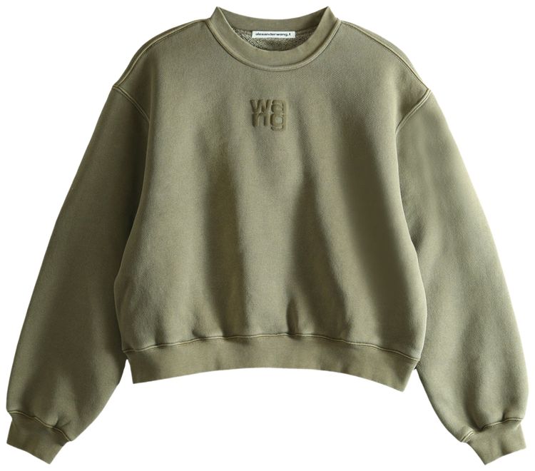Alexander Wang Essential Terry Crew Puff Paint Logo Sweatshirt Washed Walnut