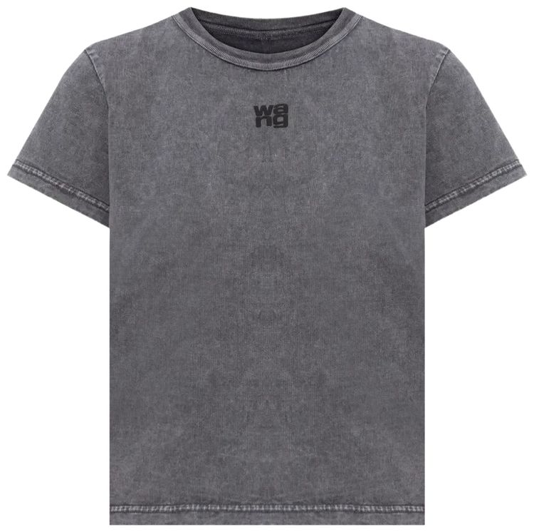 Alexander Wang Essential Jersey Puff Logo Shrunk Tee Washed Granite