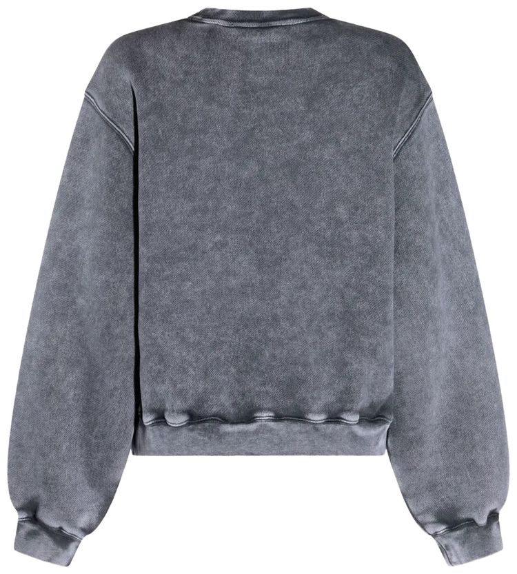 Alexander Wang Essential Terry Crew Puff Paint Logo Sweatshirt Washed Granite
