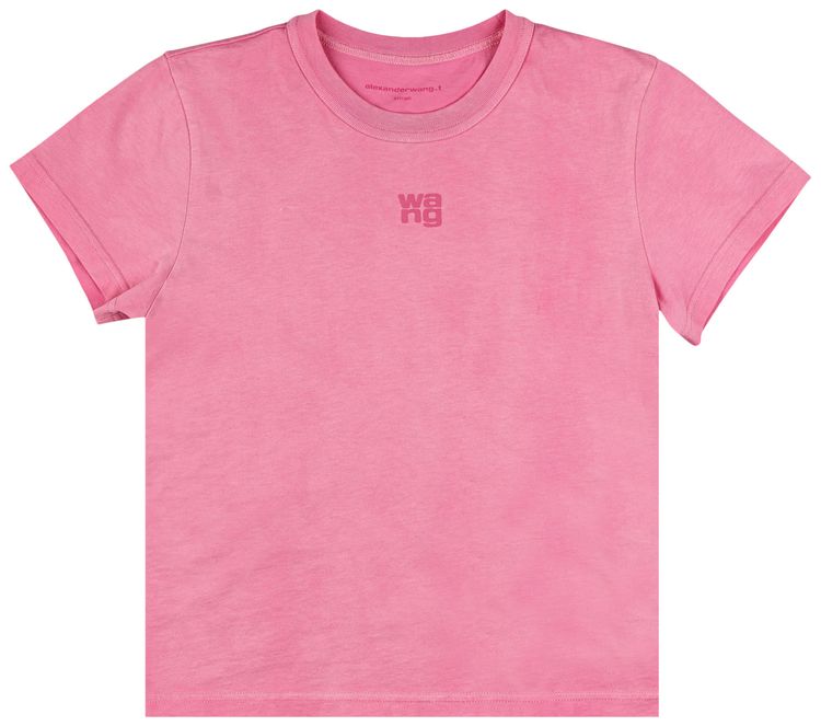 Alexander Wang Essential Jersey Puff Logo Shrunk Tee Washed Lotus