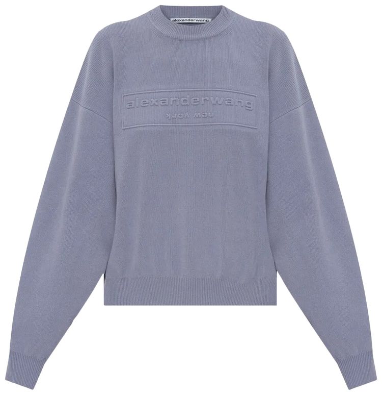 Alexander Wang Embossed Logo Ribbed Pullover Lavender Grey