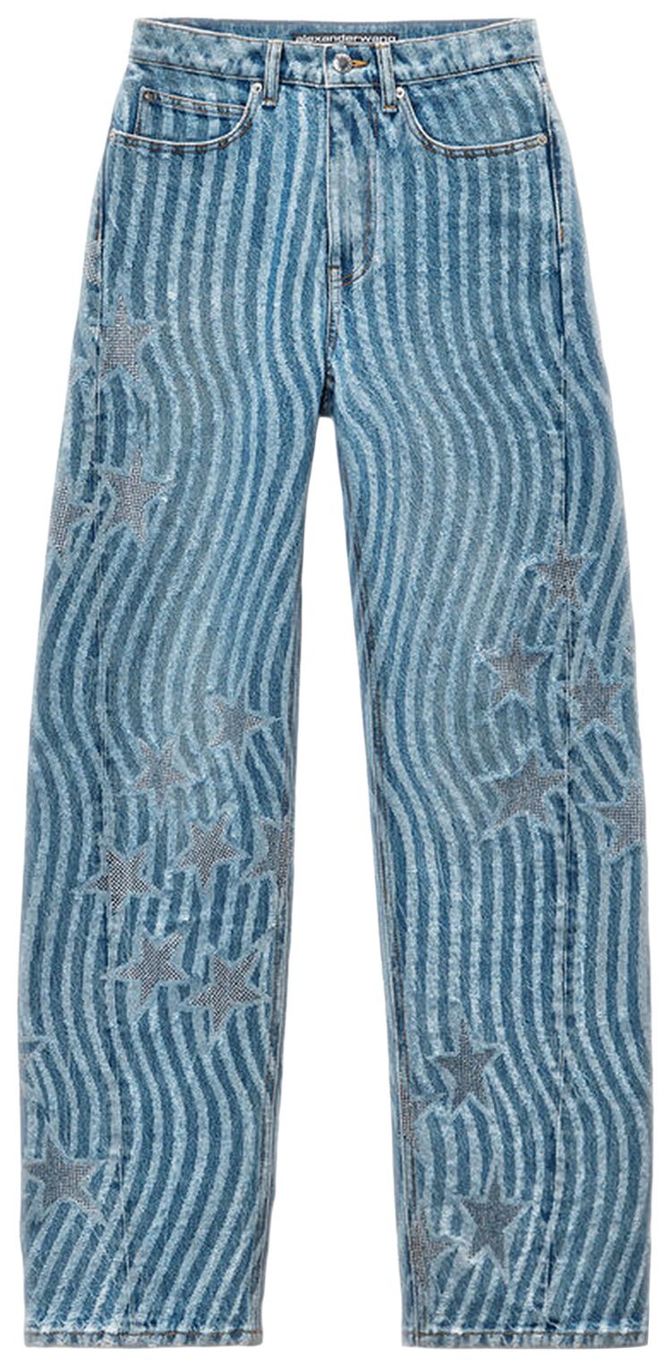 Alexander Wang Float Stars  Stripes Laser PrintHotfix Jean Vintage Medium Indigo