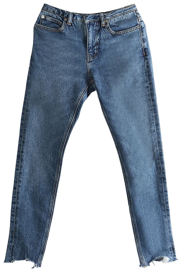 Alexander Wang Frayed Waistband Low Rise Skinny Jean Deep Blue