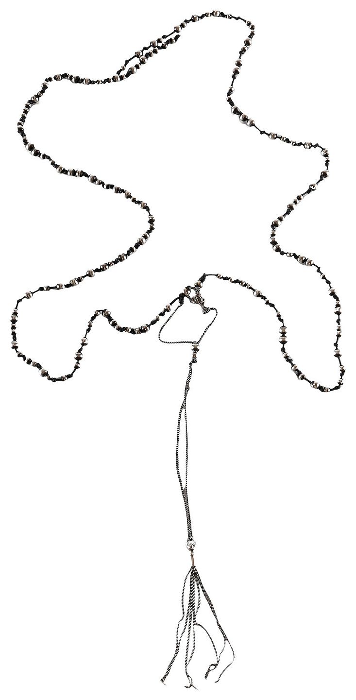 Ann Demeulemeester Pia Long PearlsChain Necklace Black